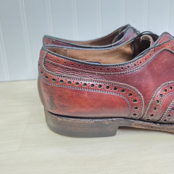 Allen Edmonds McAllister Wingtip Oxford Men Size 12 D Burgundy Brogue Shoes READ main image 6